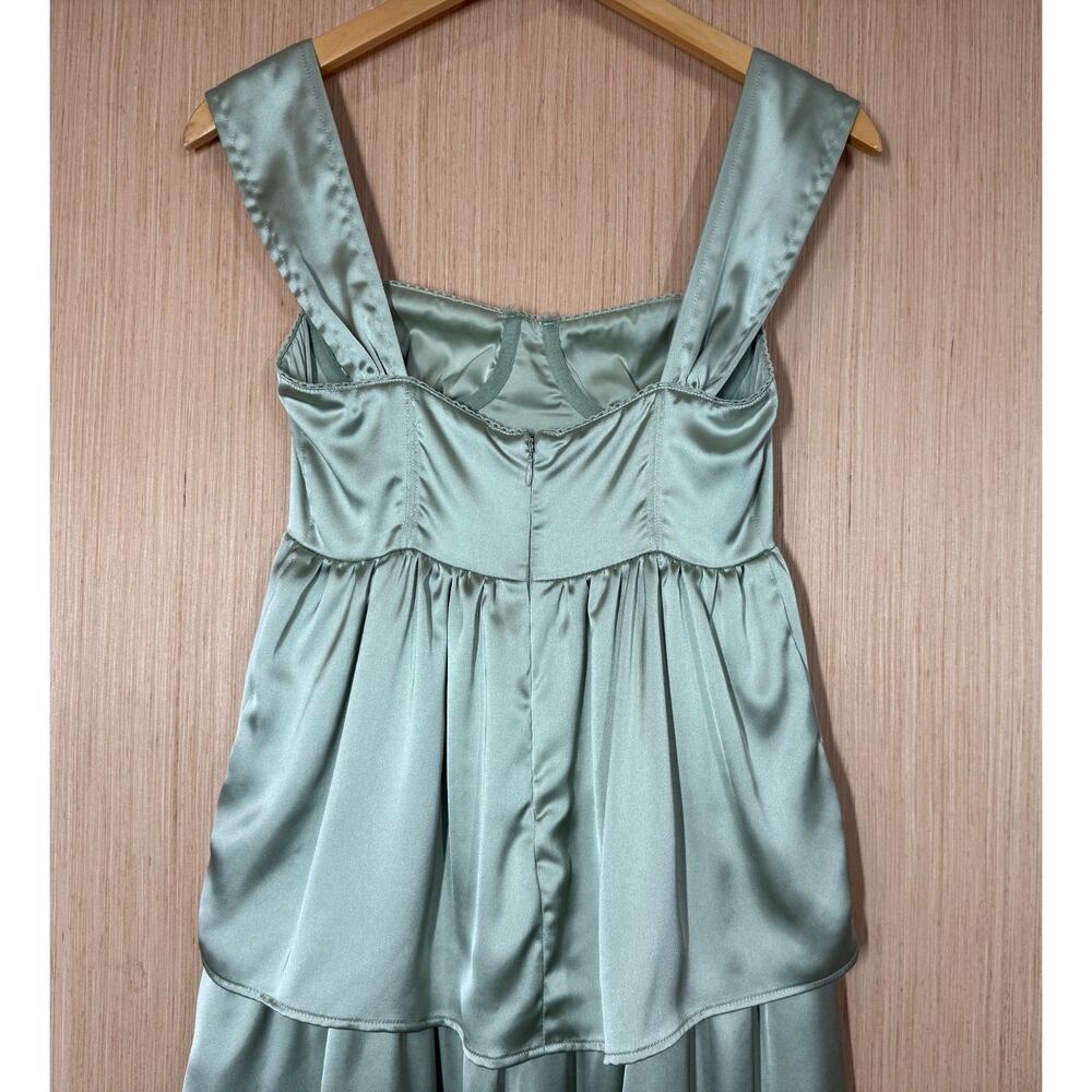 WeWoreWhat Sage Green Satin High-Low Maxi Dress - Picture 6 of 15